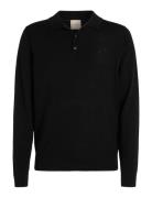 Merino Rws Polo Sweater Tops Knitwear V-necks Black Calvin Klein