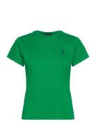 Cotton Jersey Crewneck Tee Tops T-shirts & Tops Short-sleeved Green Po...