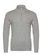 Cotton Cable Half Zip Tops Knitwear Half Zip Jumpers Grey GANT