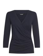 Surplice Jersey Top Tops Blouses Long-sleeved Navy Lauren Ralph Lauren