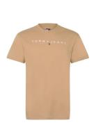 Tjm Reg Linear Logo Tee Ext Tops T-shirts Short-sleeved Beige Tommy Je...