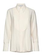 Fluid Shirt With Contrasting Panel Tops Blouses Long-sleeved White Man...