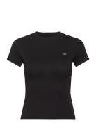 Tjw Slim C-Neck Tee Tops T-shirts & Tops Short-sleeved Black Tommy Jea...