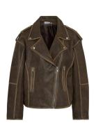 Nmaston Leather Biker Jacket Skinnjakke Skinnjakke Brown NOISY MAY