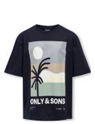 Osjartsy Life Ss Ovs Printed Tee Jrs Tops T-shirts Short-sleeved Navy ...