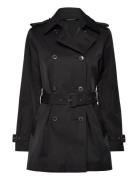 Double-Breasted Cotton-Blend Trench Coat Trench Coat Kåpe Black Lauren...