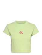 Monogram Baby Tee Tops T-shirts & Tops Short-sleeved Green Calvin Klei...