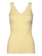 Rwbernadine Organic Cotton Sl Lace Tops T-shirts & Tops Sleeveless Yel...