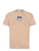 Reg Archive Shield Ss T-Shirt Tops T-shirts Short-sleeved Beige GANT