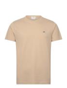 Slim Pique Ss T-Shirt Tops T-shirts Short-sleeved Beige GANT