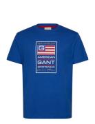 Graphic Ss T-Shirt Tops T-shirts Short-sleeved Blue GANT