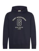 Graphic Sweat Hoodie Tops Sweat-shirts & Hoodies Hoodies Navy GANT