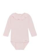 Body Ls Rib Langermet Bodysuit Pink Minymo