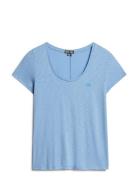 Scoop Neck Tee Tops T-shirts & Tops Short-sleeved Blue Superdry