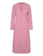 2342 Pleated Poly, Long Sleeve Wrap Designers Knee-length & Midi Pink ...