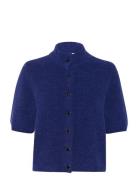 Alphagz Ss Short Cardigan Tops Knitwear Cardigans Blue Gestuz