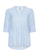 Cuolu Ss Blouse Tops Blouses Short-sleeved Blue Culture