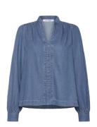 Srchristy Blouse Tops Blouses Long-sleeved Blue Soft Rebels