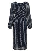 Viellen O-Neck L/S Midi Dress/Dc Knelang Kjole Navy Vila