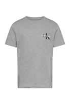 Chest Monologo Ss T-Shirt Tops T-shirts Short-sleeved Grey Calvin Klei...