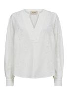 Mmyen Sina Lace Blouse Tops Blouses Long-sleeved White MOS MOSH