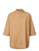 Cecilia Shirt Tops Shirts Short-sleeved Beige STUDIO FEDER