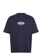 Dotted Logo T-Shirt Tops T-shirts Short-sleeved Navy Daily Paper