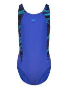 Girls Hyperboom Splice Muscleback Sport Swimsuits Blue Speedo