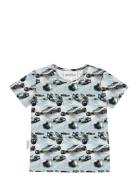 Print Relax T-Shirt Tops T-shirts Short-sleeved Blue Gugguu