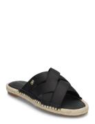 Satin Espadrille Mule Flate Sandaler Black Tommy Hilfiger