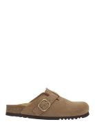 Sl Fae Suede Taupe Flate Sandaler Brown Scholl