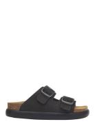 Sl Noelle Chunky Suede Grey Flate Sandaler Black Scholl