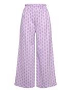 Trousers Crinkled Jersey Smock Bottoms Trousers Purple Lindex