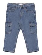 Cargo Style Straight Jeans Bottoms Jeans Regular Jeans Blue Mango