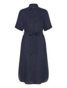 Reg Linen Ss Shirt Dress Knelang Kjole Navy GANT