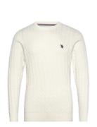 Mads Reg Cot Uspa M Knit Tops Knitwear Round Necks White U.S. Polo Ass...