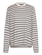 Striped Boxy Long Sleeve T-Shirt Tops T-shirts & Tops Long-sleeved Whi...