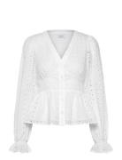 Nettie Broderie Anglaise Blouse Tops Blouses Long-sleeved White Bubble...