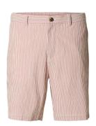 Slhregular-Karl Seersucker Shorts Noos Bottoms Shorts Casual Red Selec...