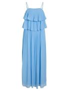 Vichiffan Singlet Pleat Dress - Noos/Dc Maxikjole Festkjole Blue Vila