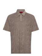 Dompoli Tops Knitwear Short Sleeve Knitted Polos Beige HUGO