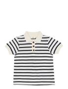 Pique Stripe Poloshirt W. Ss Tops T-shirts Polo Shirts Short-sleeved P...