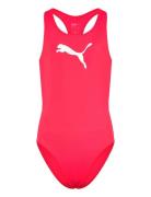 Puma Swim Girls Racerback Swimsuit 1P Sport Swimsuits Red Puma Swim