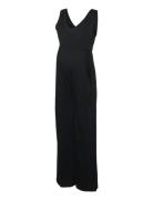 Mlivy Sl Jrs V-Neck Jumpsuit Noos Jumpsuit Black Mamalicious