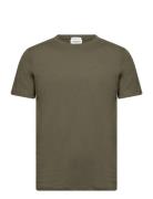 Organic Slub Yarn O-Neck Tee S/S Tops T-shirts Short-sleeved Khaki Gre...