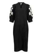 Objnaja Re 2/4 V-Neck Midi Dress 138 Knelang Kjole Black Object