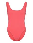 Womens Textured Deep U-Back Sport Swimsuits Red Speedo