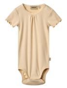 Rib Body S/S Edna Bodies Short-sleeved Yellow Wheat