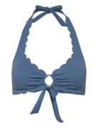 Scallop Halter Croptop Bikinitopp Blue Hunkemöller