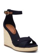 Flag High Wedge Espad Crisscross Sandal Med Hæl Espadrilles Black Tomm...